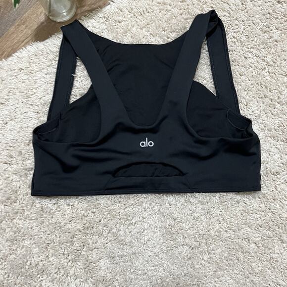 Alo Yoga Size Large Black Airlift All Access Cutout Sports Bra - Picture 5 of 8